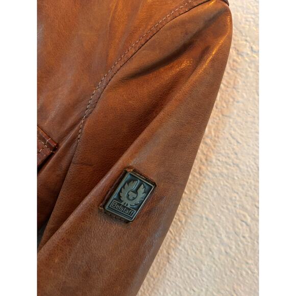 Belstaff x J. Crew Leather Bomber Moto Jacket Brown Women’s XS 2 - Picture 6 of 6